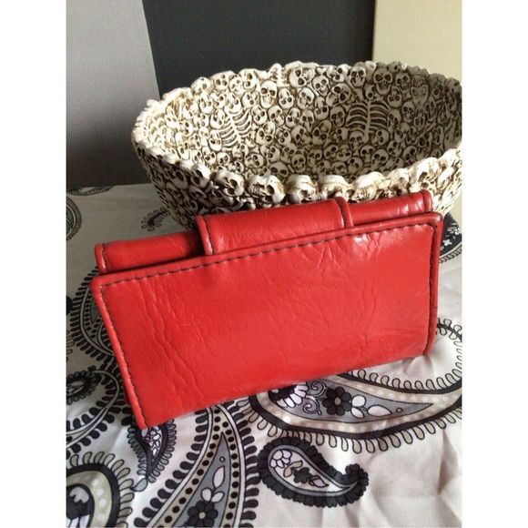 Mid Century Vintage Faux Leather Wallet Red Black Checkbook Wallet ❤️ - Picture 2 of 14